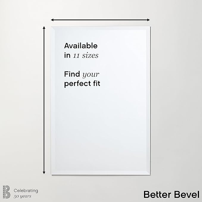 Better Bevel Frameless Rectangle Mirror | 24" x 36" Bathroom Wall Mirror - Image 5
