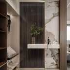 YLL YLL PVC Slat Wall Panel Peel and Stick 118"x 15.7" Faux Smoked Wood Grain - Image 2