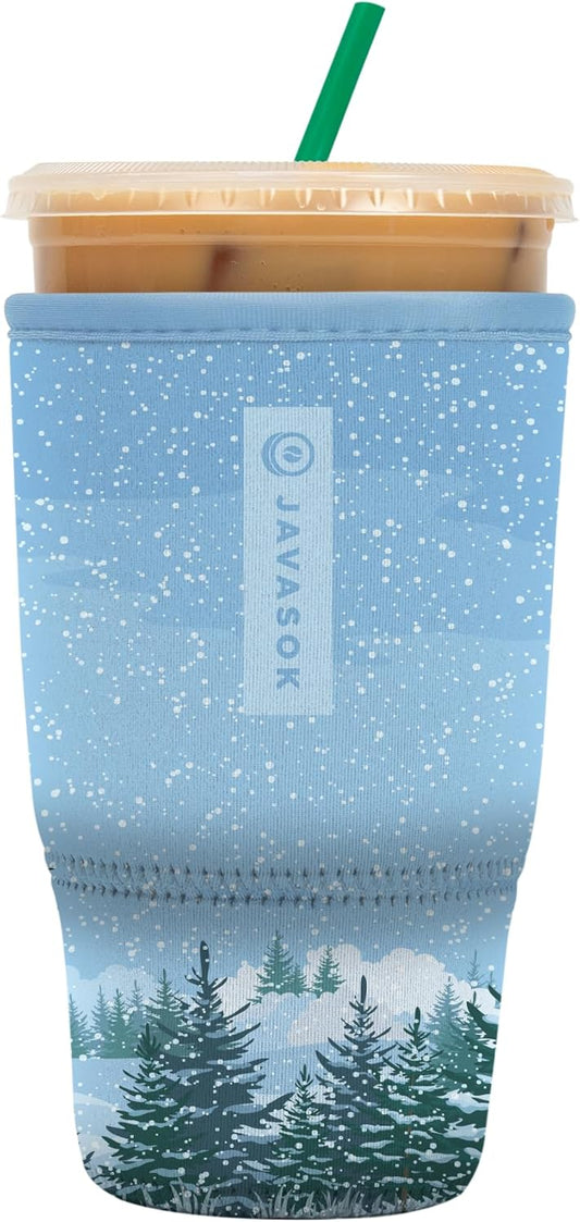 Sok It JavaSok Iced Coffee & Cold Soda Insulated Neoprene Cup Sleeve (Winter Wonderland, Large: 30-32oz)