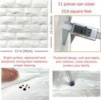 11PCS 3D Wall Panels Peel and Stick Faux Brick Wallpaper White Self Adhesive - Image 5