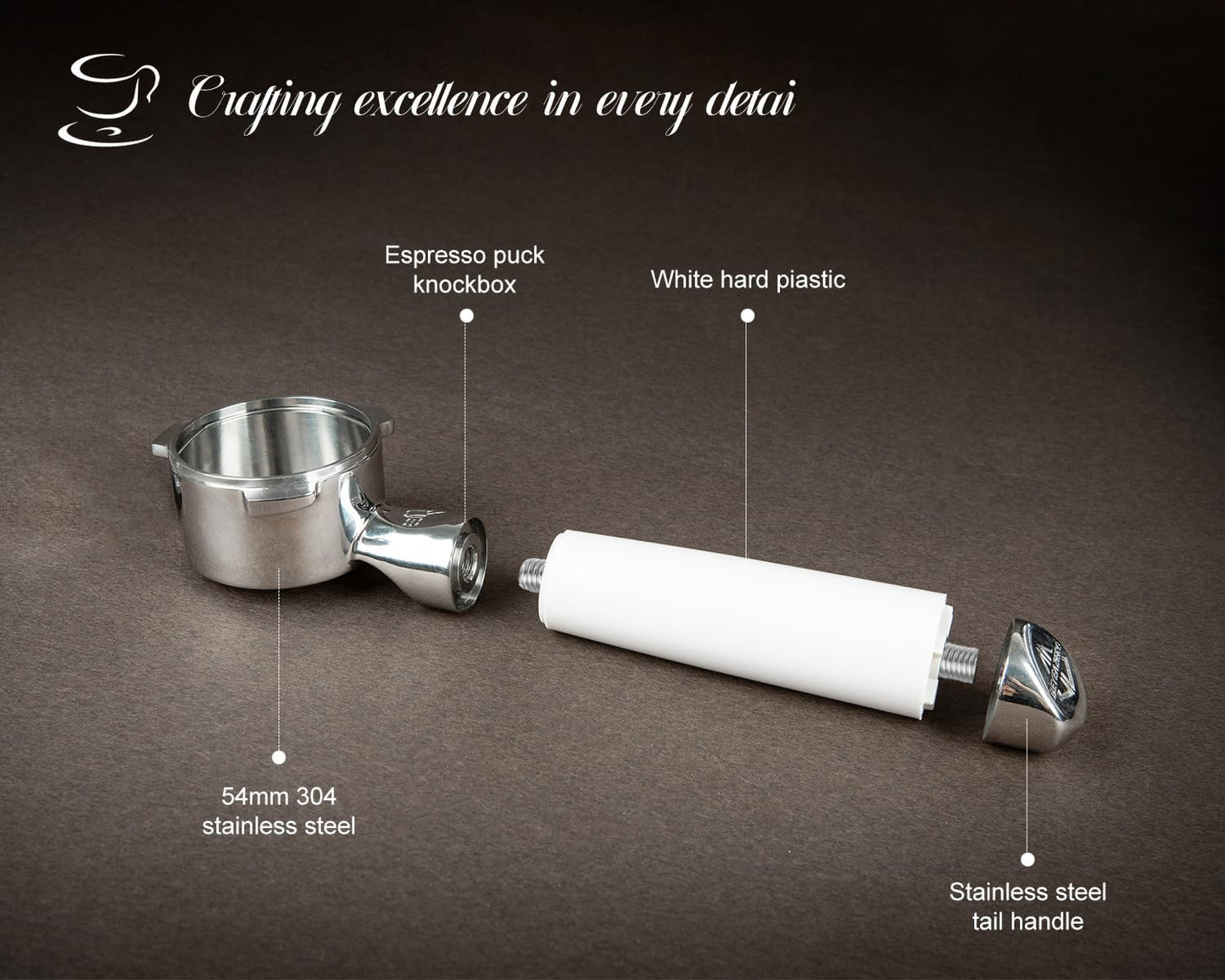 54mm Bottomless Portafilter Set – Includes Precision Filter Basket, Puck Screen & Stand – Compatible with Breville Barista Express, Barista Pro & 54mm Breville Machines, White