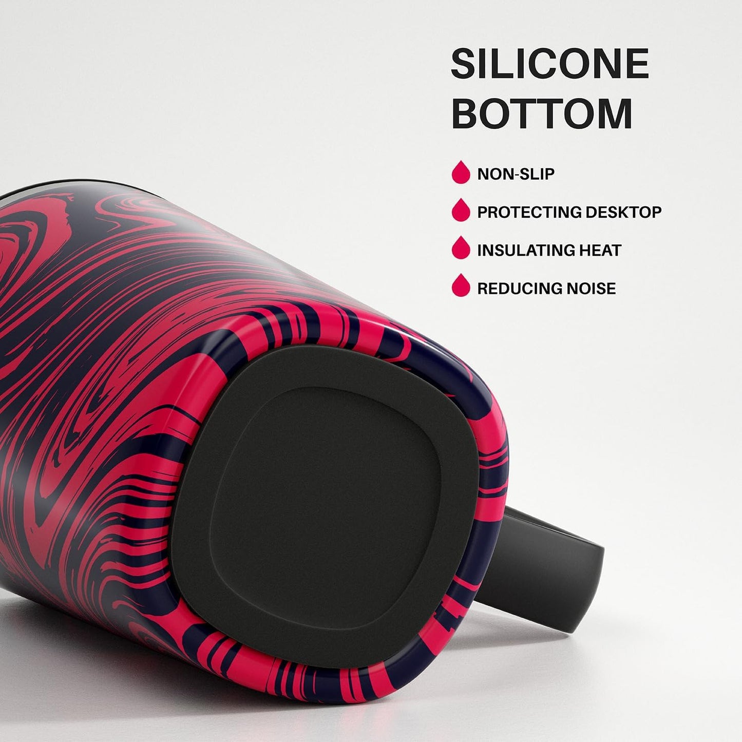 Ideus Vacuum Insulated Coffee Mug, 16oz Reusable Stainless Steel Thermal Double Walled cup with Handle and Slider Lid for Hot & Cold Beverages, BPA Free (Red Zebra)