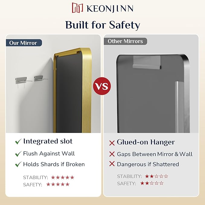 Keonjinn Gold Bathroom Mirrors for Over Sink, 22” x 30” Rounded Rectangle - Image 6