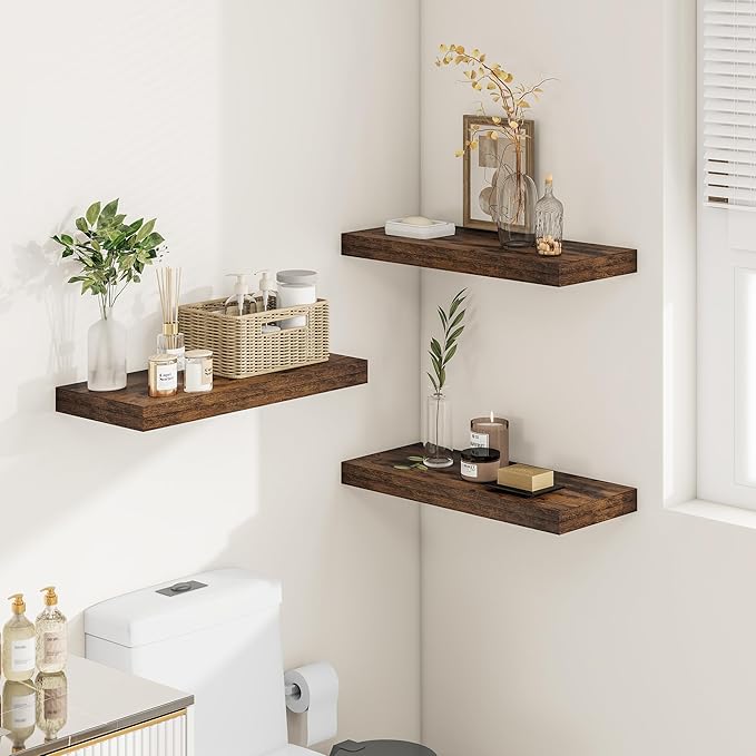Vivelove 12" Deep Floating Shelves Over Toilet, Farmhouse Rustic Shelves - Image 8