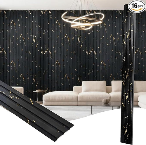 16 Pack Faux Marble Slat Wall Panels by Unknown