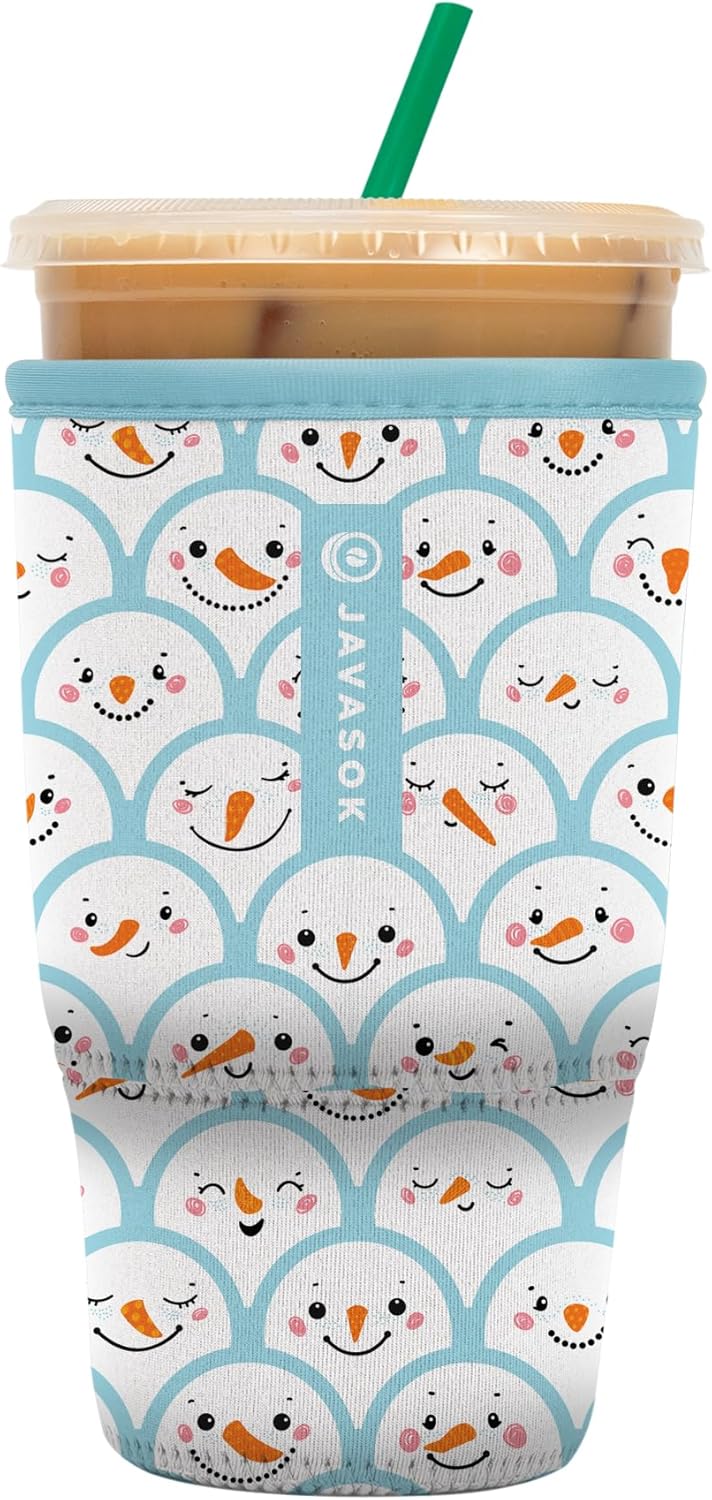 Sok It JavaSok Iced Coffee & Cold Soda Insulated Neoprene Cup Sleeve (Snow Friends, Large: 30-32oz)