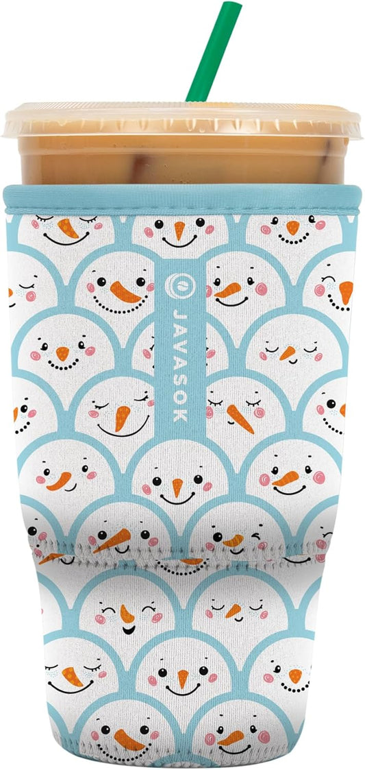 Sok It JavaSok Iced Coffee & Cold Soda Insulated Neoprene Cup Sleeve (Snow Friends, Large: 30-32oz)