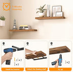 HOOBRO Floating Shelves for Wall, Wall Mounted Shelf Set of 2, 23.6" Hanging - Image 7
