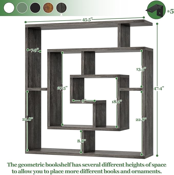 Armocity 6 Tier Display Book Shelf Wall Mounted Bookshelf Freestanding - Image 3