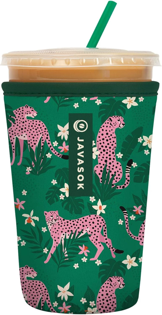 Sok It JavaSok Iced Coffee & Cold Soda Insulated Neoprene Cup Sleeve (Paradise Prowl, Medium: 22-28oz)