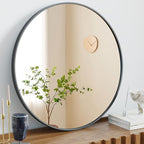 NEWBULIG Round Bathroom Mirror for Over Sink, 28 Inch Wall Mount Vanity Circle by NEWBULIG