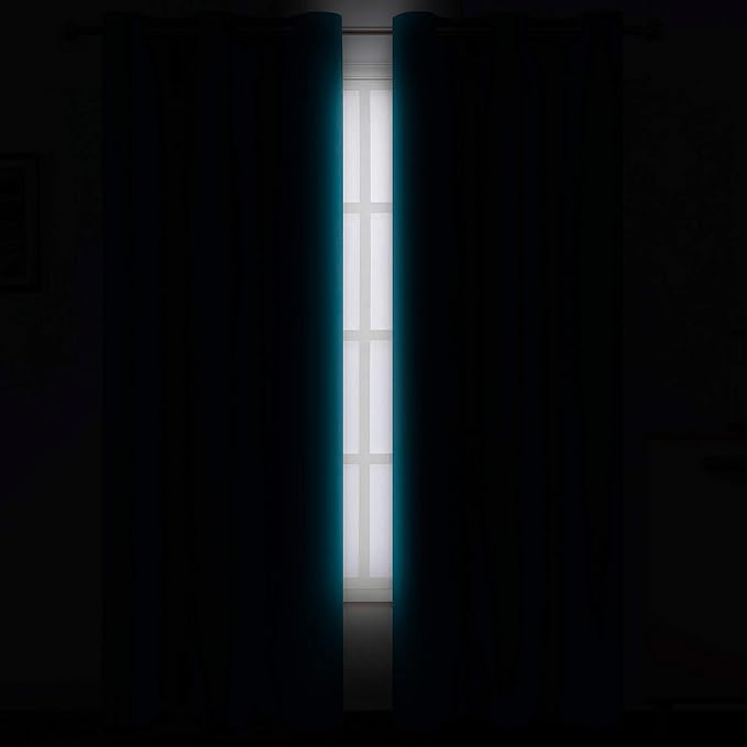 LEMOMO Teal Blackout Curtains/42 x 84 Inch/Set of 2 Panels Thermal Room - Image 3