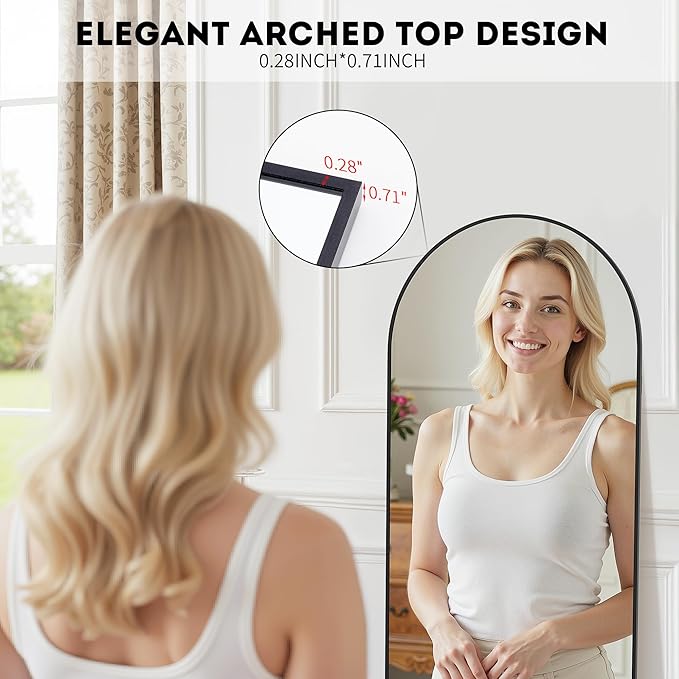 Simple Deluxe Arched Full Length Mirror, - Image 4