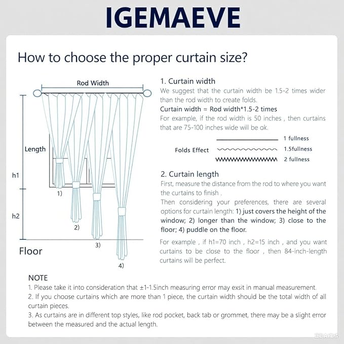 IGEMAEVE 100% Blackout Curtains 96 Inches Long - Image 4