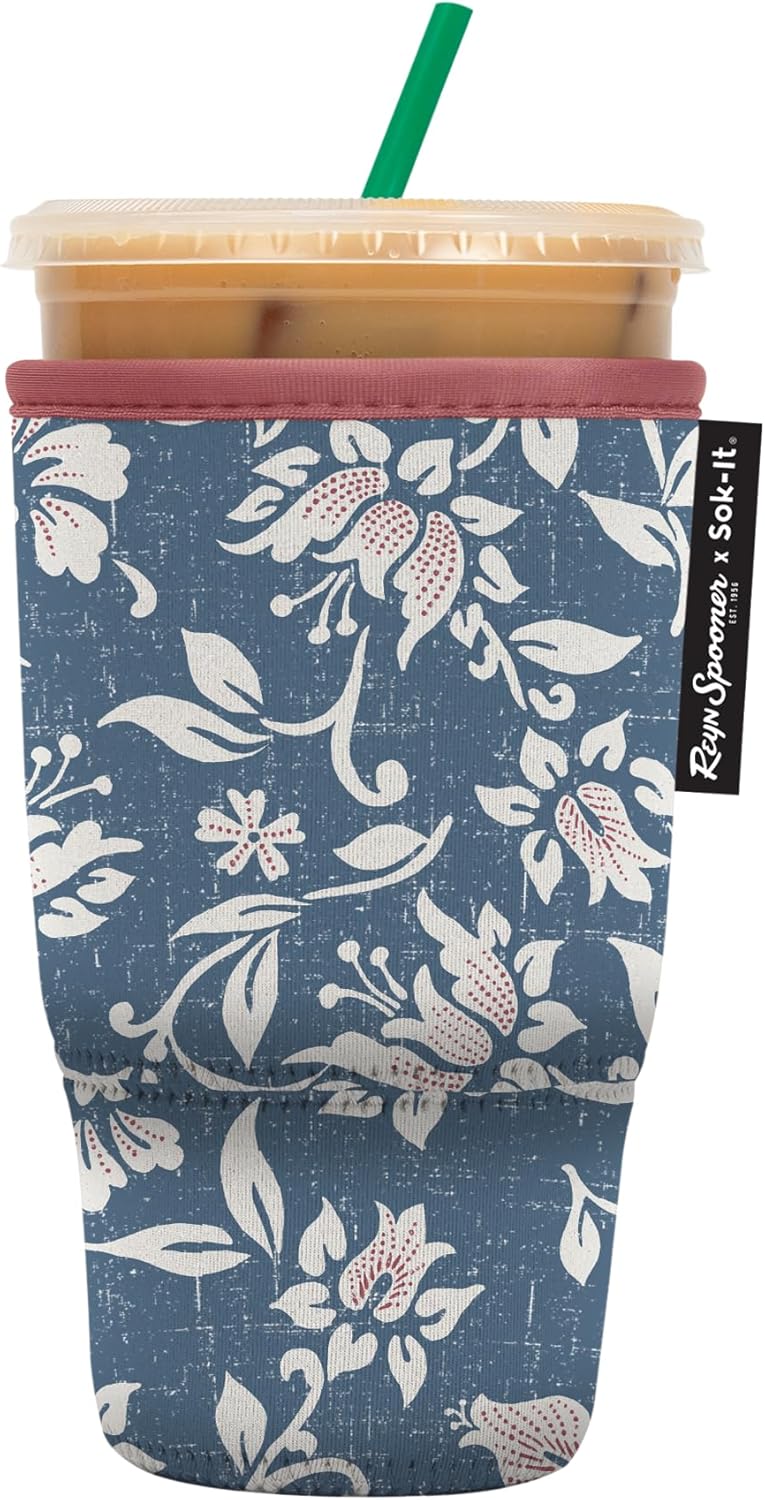 Sok It JavaSok Iced Coffee & Cold Soda Insulated Neoprene Cup Sleeve (Reyn Spooner Kia Orana, Large: 30-32oz)