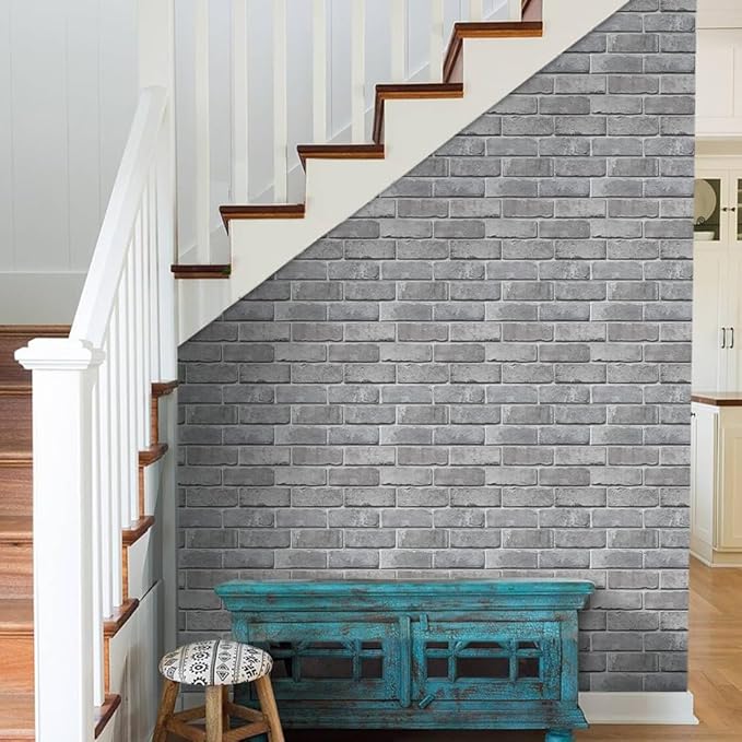 COMSTICKC 3D Gray Brick Wall Panel, Peel and Stick Brick Tiles, Small Size Thin - Image 7