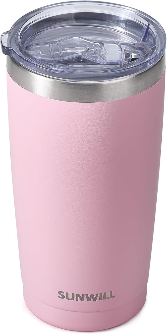 SUNWILL Travel Coffee Tumbler 20 oz, Insulated Mug with Lid, Stainless Steel Cup for Hot and Cold Drinks, Powder Coated Sakura