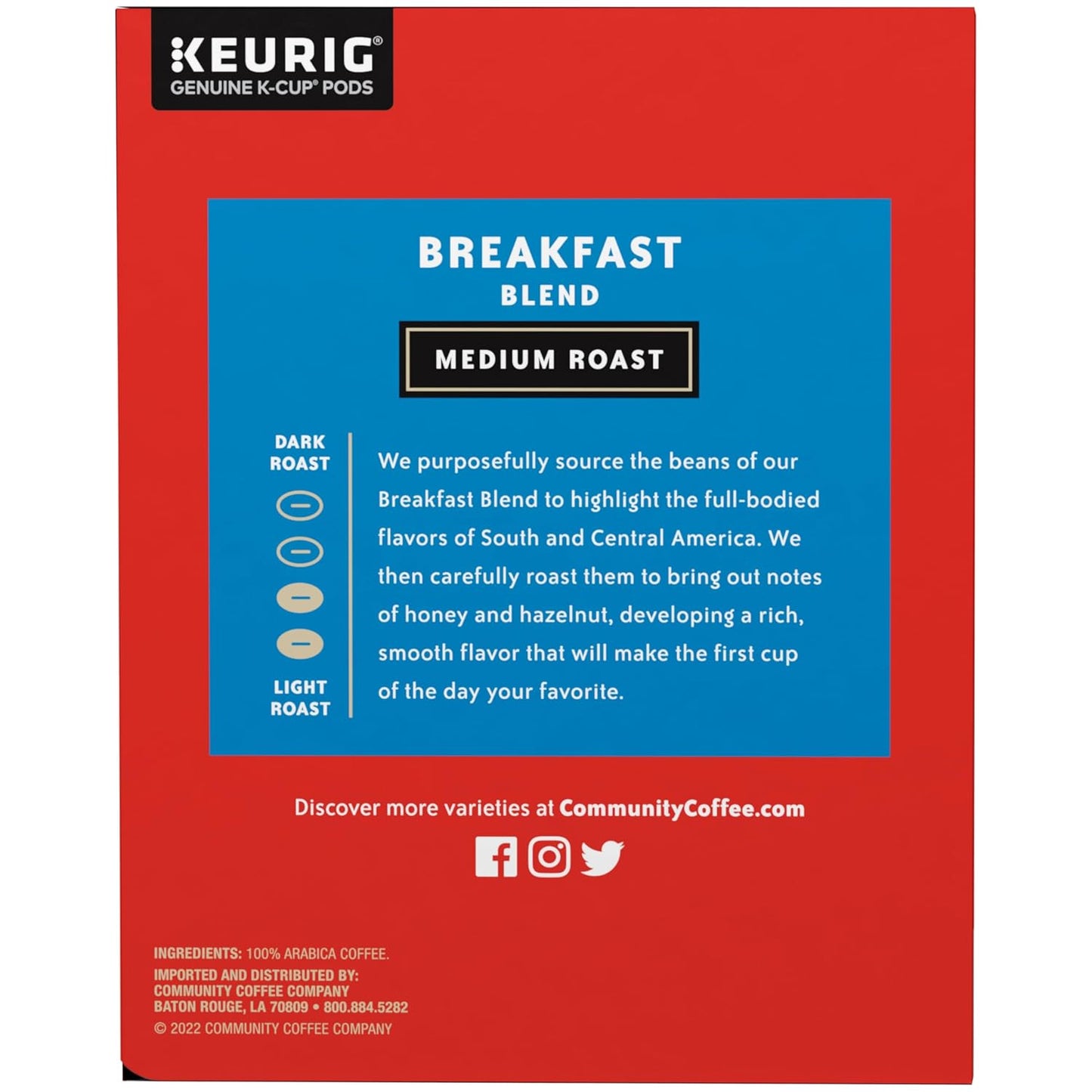 Community Coffee Breakfast Blend Medium Roast Single-Serve Keurig K-Cup Pods 48 Count (Pack of 2)
