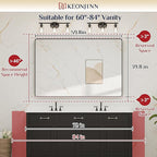 Keonjinn Black Bathroom Mirror for Over Sink, 60 x 40 Inch Large Rounded - Image 6