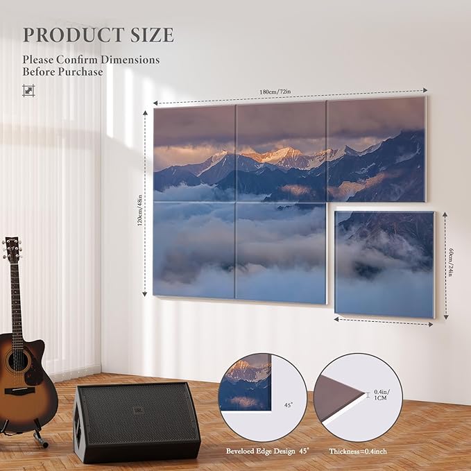 JBER 6 Pack Art Acoustic Panels, 72×48 Inches Soundproof Wall Panels, Large - Image 2