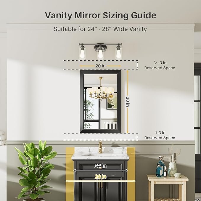 Briivue 20x30 Inch Black Bathroom Mirror - Image 2