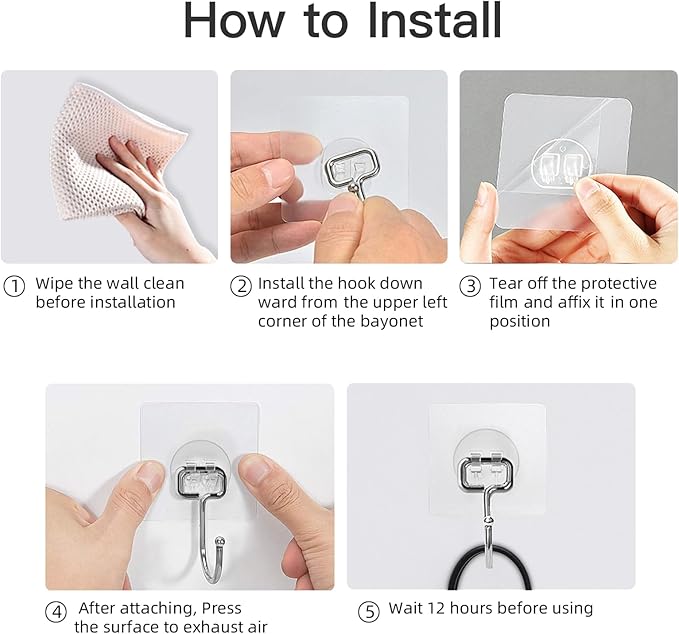 Large Adhesive Hooks for Hanging Heavy-Duty 44Ib 20 Packs, Wall Hangers without - Image 8