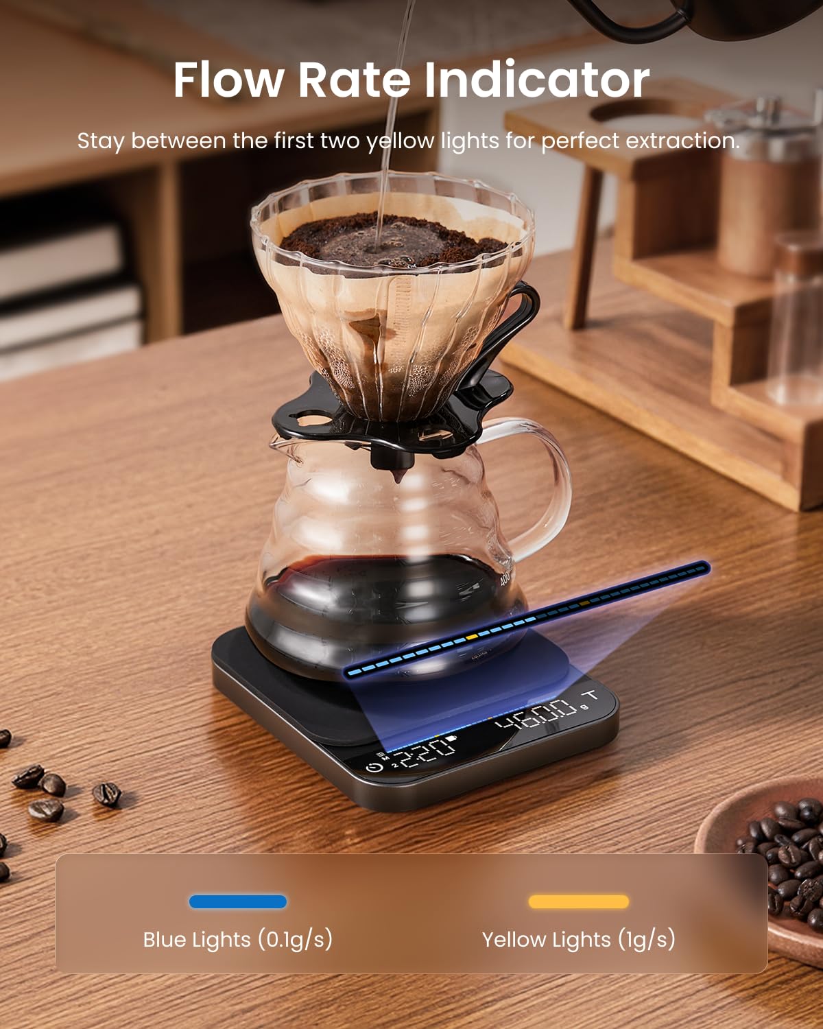 RENPHO Coffee Scale, Espresso Scale with Timer, 0.1g High Precision Rechargeable Pour Over Coffee Scale, 3kg