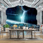 Galaxy Spaceship Bathroom wallpeper Living Room Bedroom Ceiling wall Mural - Image 3