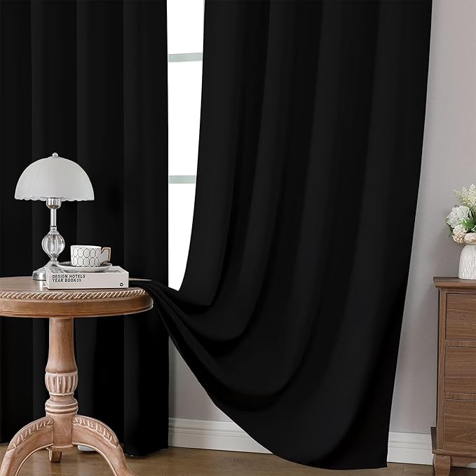 CUCRAF Black Blackout Curtains 90 inch Length 2 Panels Set, Rod Pocket Room - Image 5