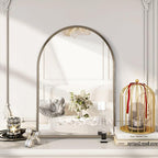 Arched Wall Mirror Bathroom Mirror Brushed Metal Vanity Wall Mounted Mirror - Image 4
