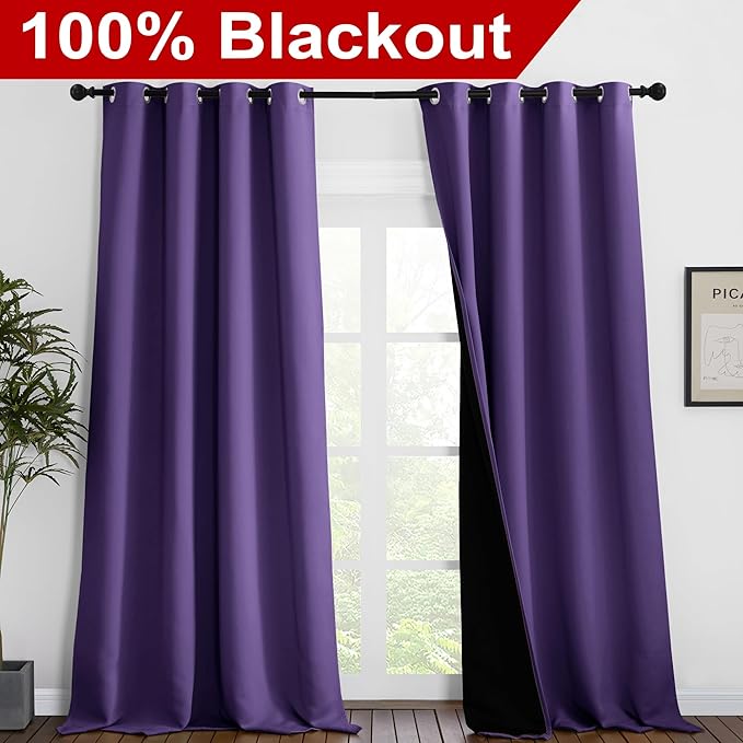 NICETOWN 100% Blackout Blinds, 52 inches x 120 inches, Laundry Room Decor - Image 2