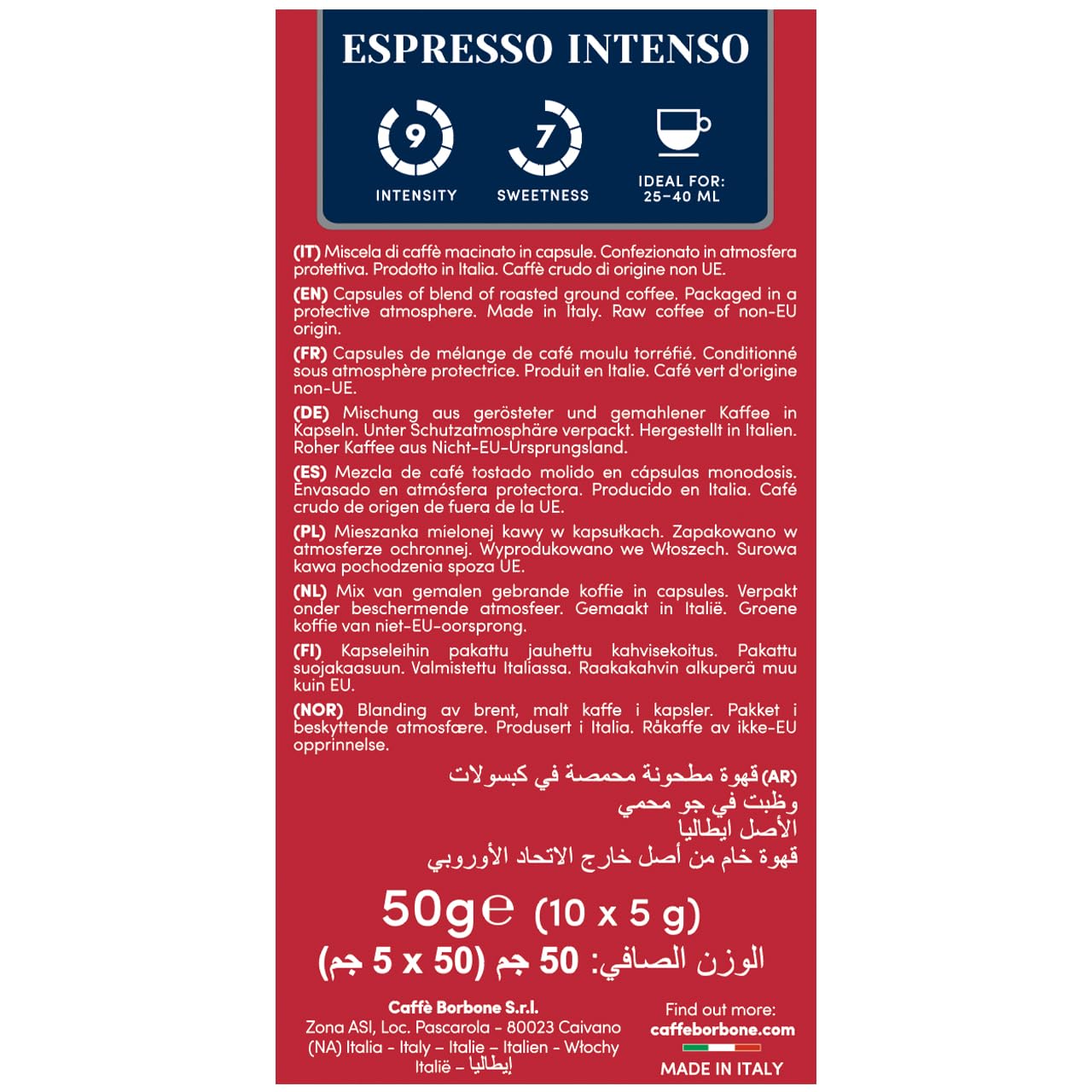 Caffe Borbone Aluminum Coffee Pods Compatible with Nespresso Original Machines, Espresso Intenso, Medium Roast, Full-Bodied and Strong, Genuine Italian Coffee - NOT compatible with Vertuo - 100 Count