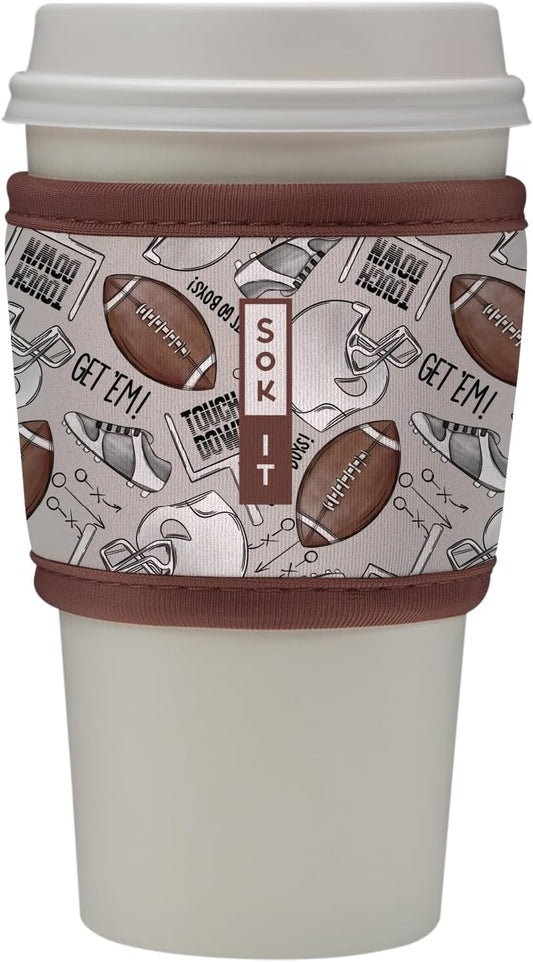 Sok It HotSok Coffee & Tea Reusable Insulated Neoprene Cup Sleeve (Football)