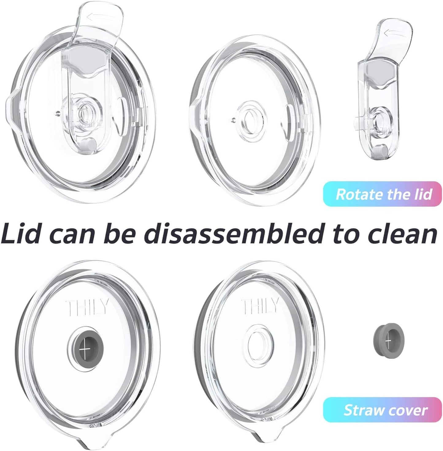 THILY Vacuum Insulated Tumbler Stainless Steel 26 oz Coffee Cup with 2 Lids and Straws, Powder Coated Travel Mug, Keeps Ice Drinks Cold, White