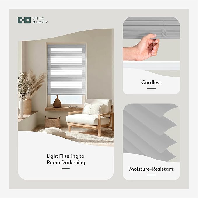 CHICOLOGY Cordless Mini Blinds for Indoor Windows, 70.5" W x 48" H, Light - Image 2