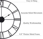 30 Inch Wall Clock Decorative, Oversized Large Black Metal Roman Numeral Silent - Image 2