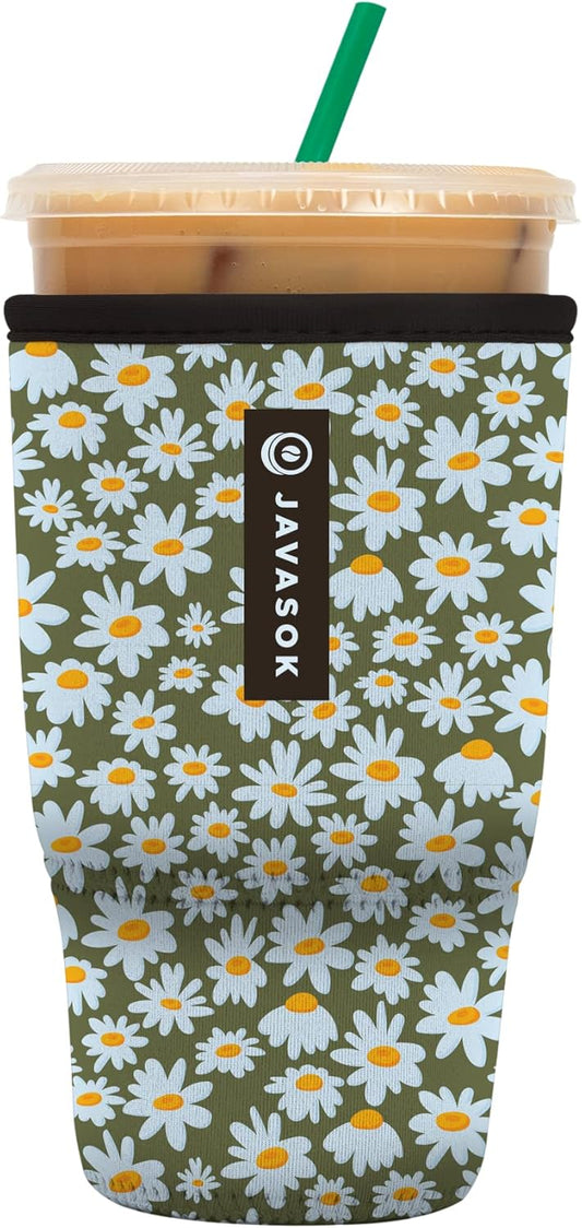 Sok It JavaSok Iced Coffee & Cold Soda Insulated Neoprene Cup Sleeve (Chamomile China, Large: 30-32oz)