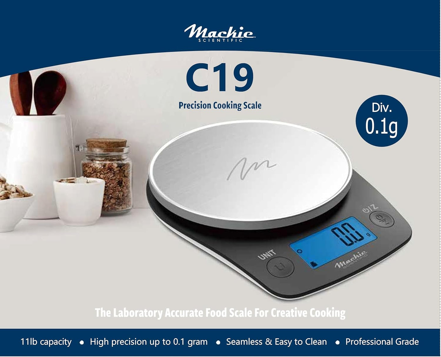 Food Kitchen Scale by NutraTrack™ Digital Grams and Ounces for Coffee, Weight Loss, Baking, Cooking, Keto and Meal Prep, LCD Display, Stainless Steel, LOWEST 0.5g INCREMENTS Accuracy meets Durability!