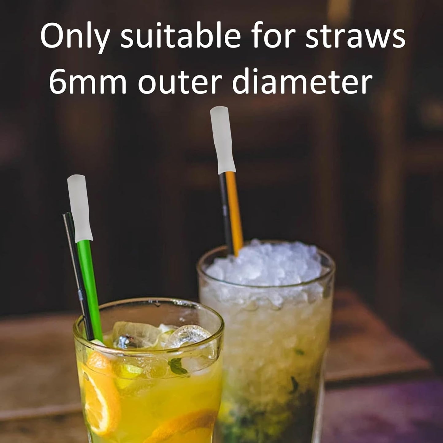 pson 8Pcs Silicone Straw Tips, Food Grade Reusable Anti-Scald/Cold Straw Covers Fit for 6mm Stainless Steel Straws(White)