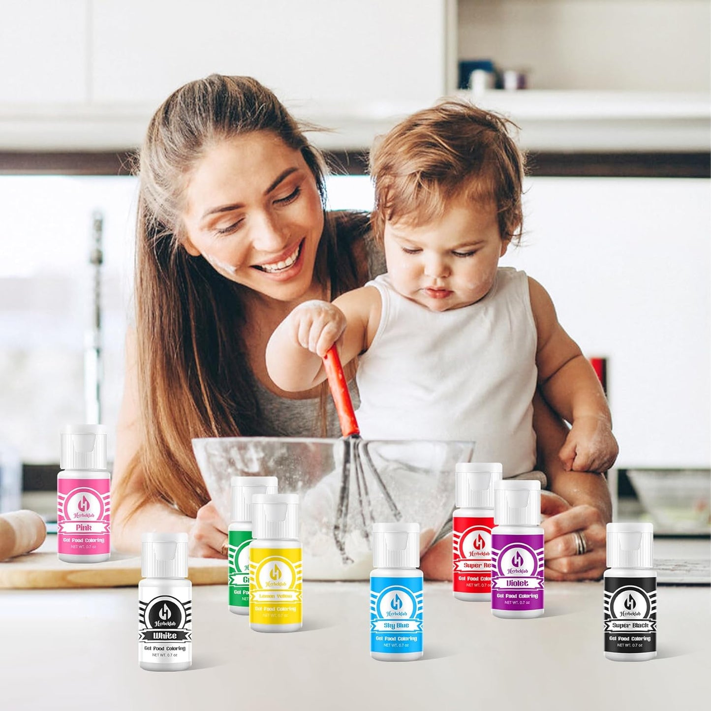 Gel Food Coloring 8 Colors x 0.7 oz Concentrated Gel Based Food Dye Vibrant Icing Colors Neon Food Coloring for Baking Cake Decorating Cookies Fondant