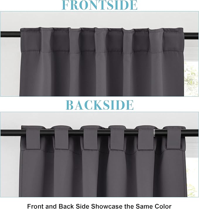 RYB HOME Blackout Curtains for Kitchen, Room Darkening Half Window Treatment - Image 3