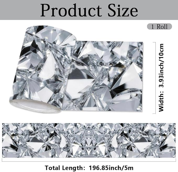 Diamond Wallpaper Border Peel and Stick 196.9 x 3.9 Inch Wall Border Trim - Image 2