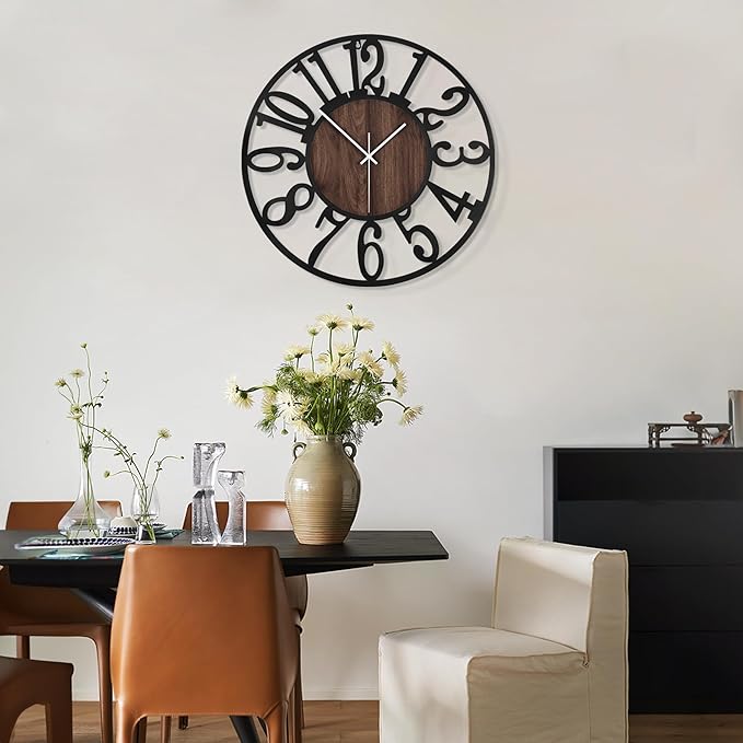 LEIKE Large Wall Clocks, Non Ticking, Battery Operated Big Retro Round Modern - Image 5