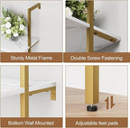aboxoo Ladder Shelf 2PCS White Marble Bookshelf 5-Tier Wall-Mounted Wood Rack - Image 6