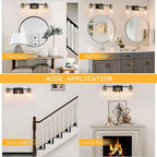 3-Lights Black and Gold Bathroom Light Fixtures Over Mirror, Modern Brushed - Image 7