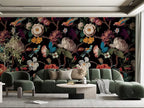 Zeeko Floral Wallpaper Black Peel and Stick Wall Mural Canvas Fabric Vintage - Image 5