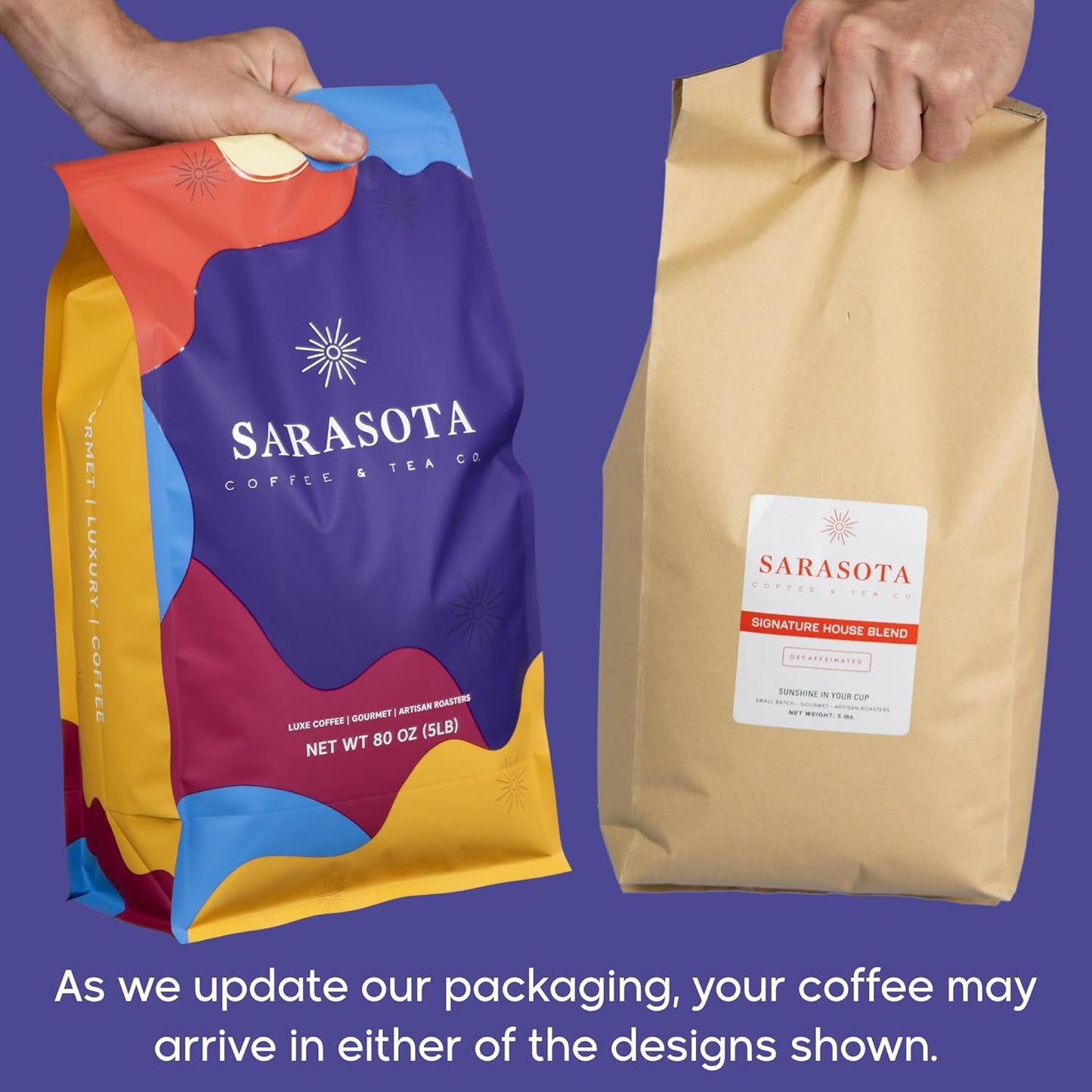 Sarasota Coffee Whole Bean Decaf | Dark Roast Gourmet Decaffeinated Coffee Beans | Low Acid, Mold Free, Specialty Grade Bulk Beans | 5lb (80 oz)