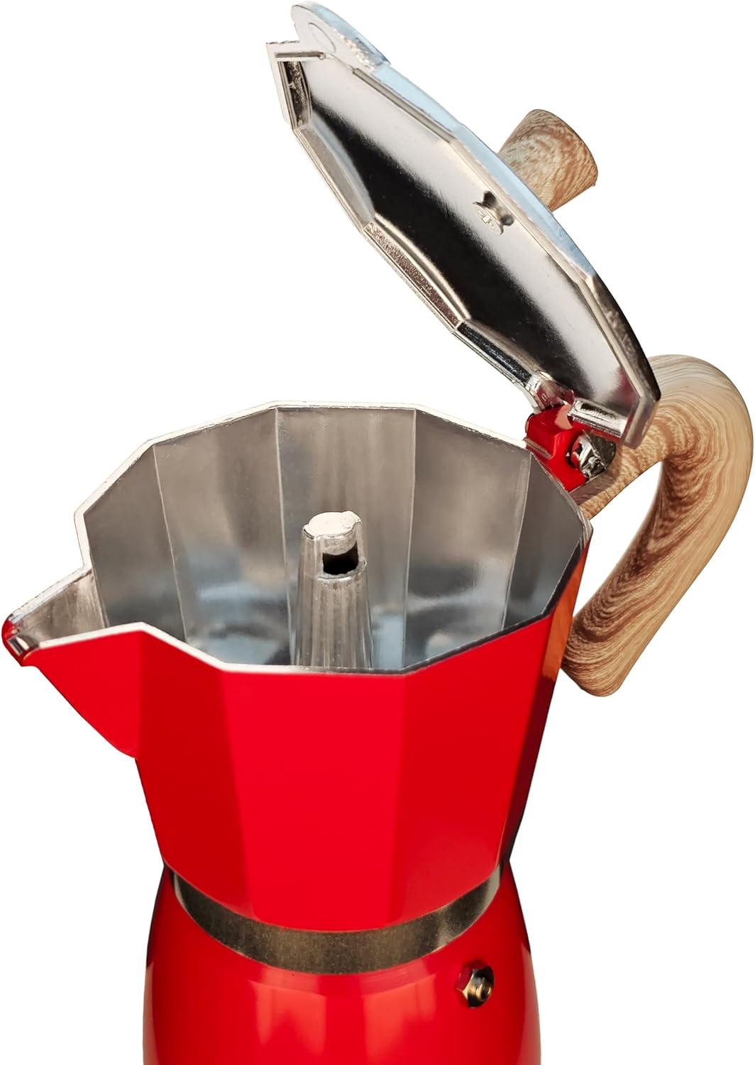 AGOGO Milano Moka pot, Stovetop Espresso maker, Greca Coffee Maker, Stovetop coffee maker and espresso maker percolator With Paper Filter 6 Cup Red