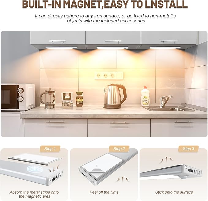 6 Pack Under Cabinet Lights Wireless, 68 LED Motion Sensor Light Indoor - Image 6
