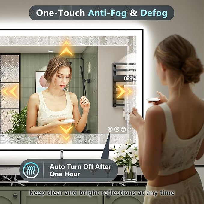 40x24 Black Framed LED Bathroom Mirror - Image 6